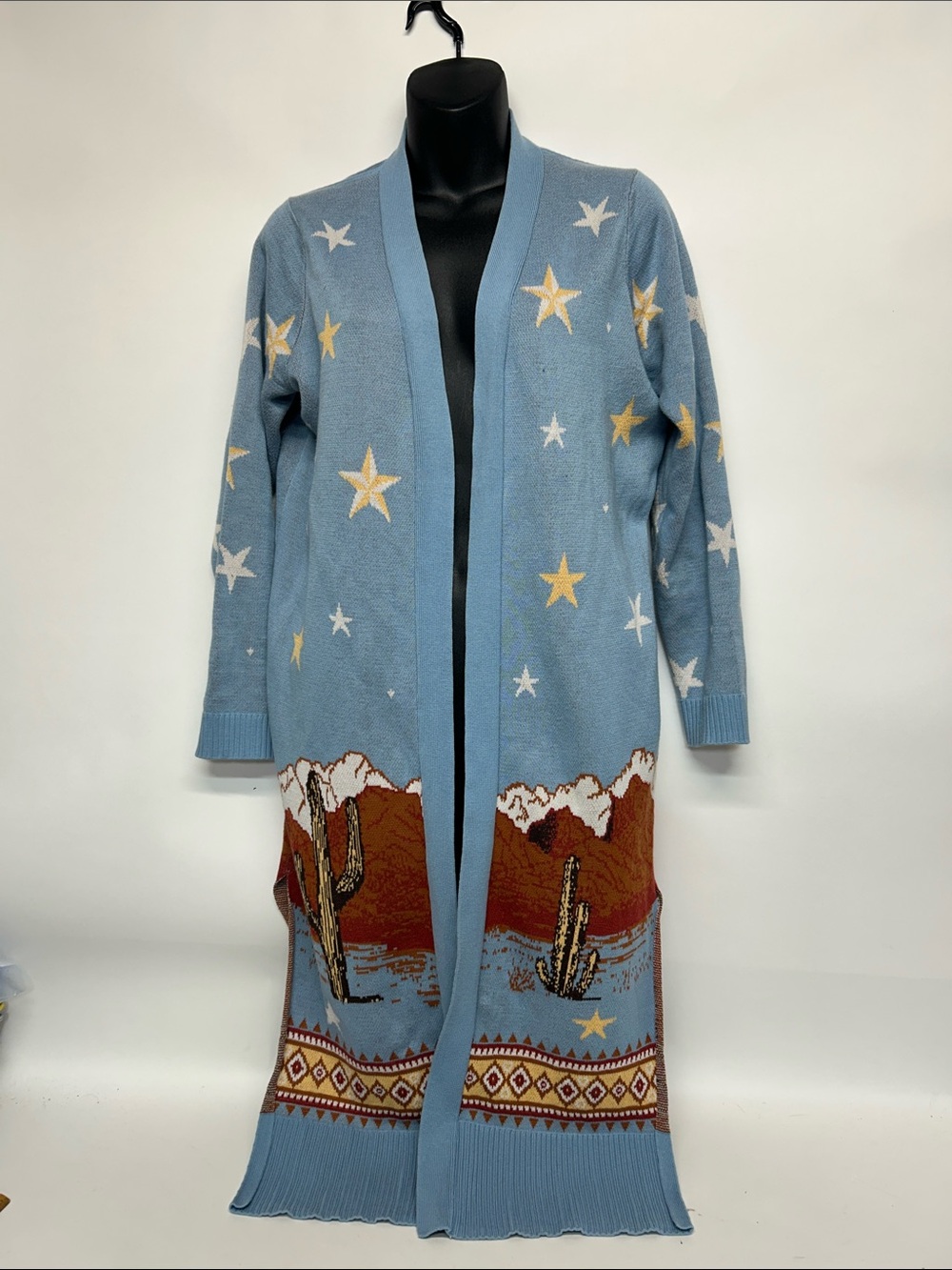 Idyllwind Light Blue Star & Desert Motif Long Cardigan small cowboy howdy